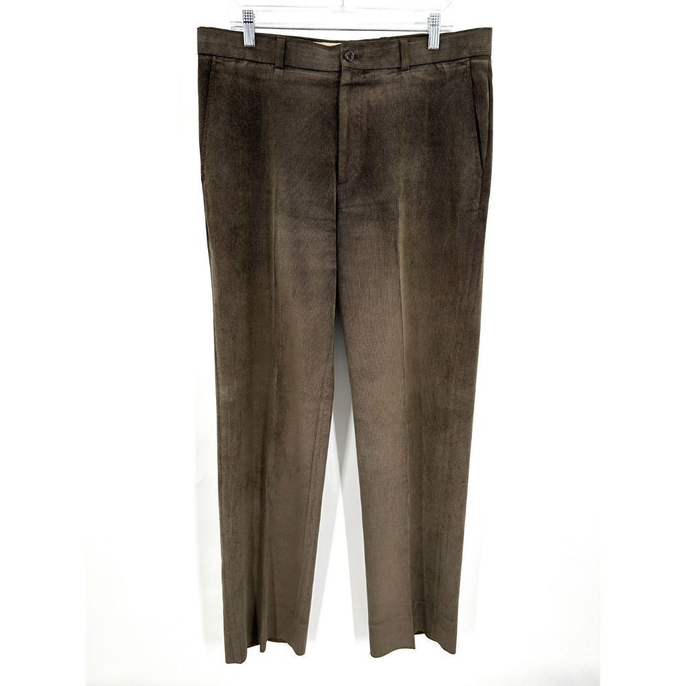 LINEA NATURALE Men's Brown Corduroy Straight Leg Dress Pants Size 35